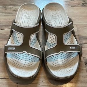 Crocs Warm Grey and White Sandals